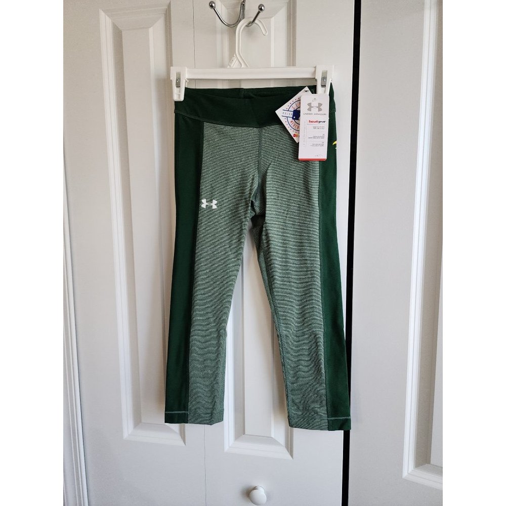 Under Armour No-Slip Waistband Capris Green Leggings athletic pants size XS